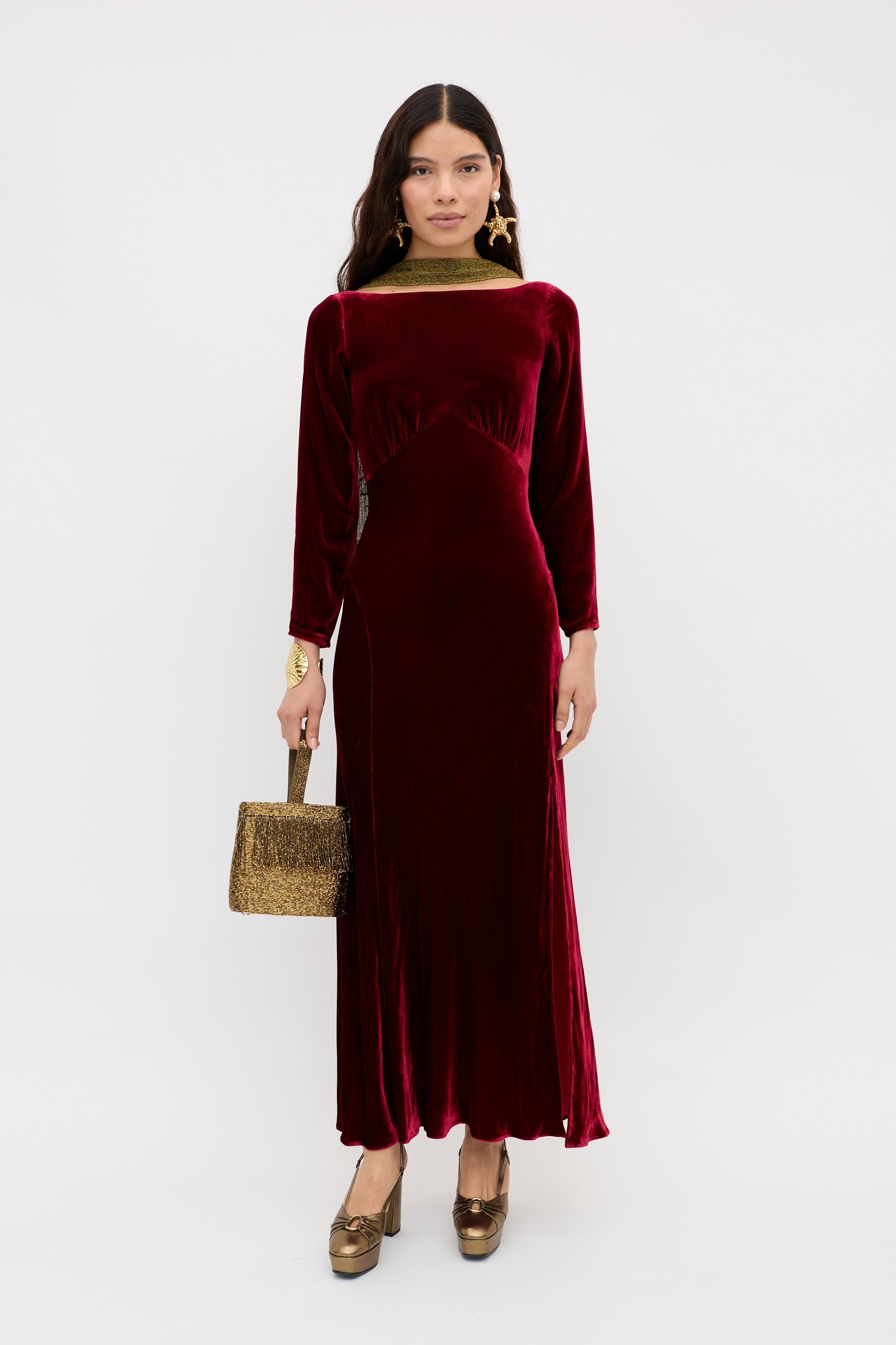 Devina Burgundy Dress