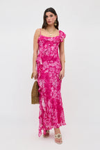 Ester Cara Devore Magenta Dress