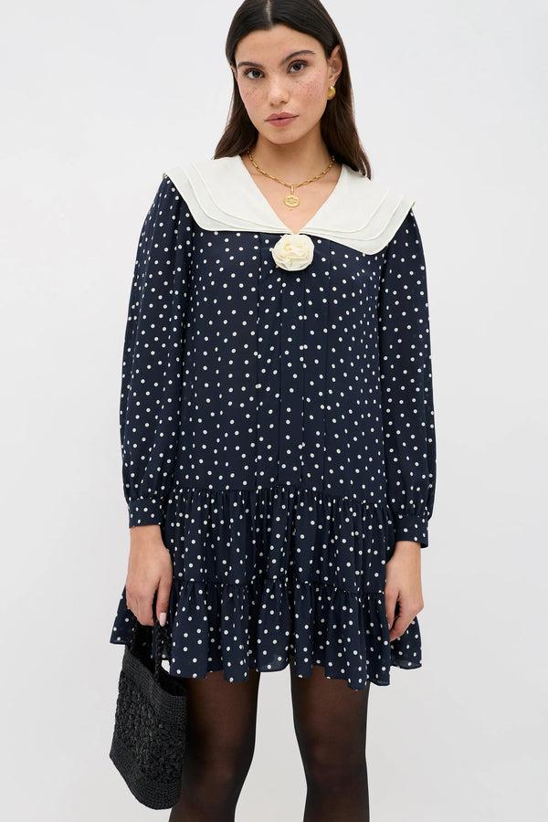 Vestido azul marino con lunares Valetta Layla