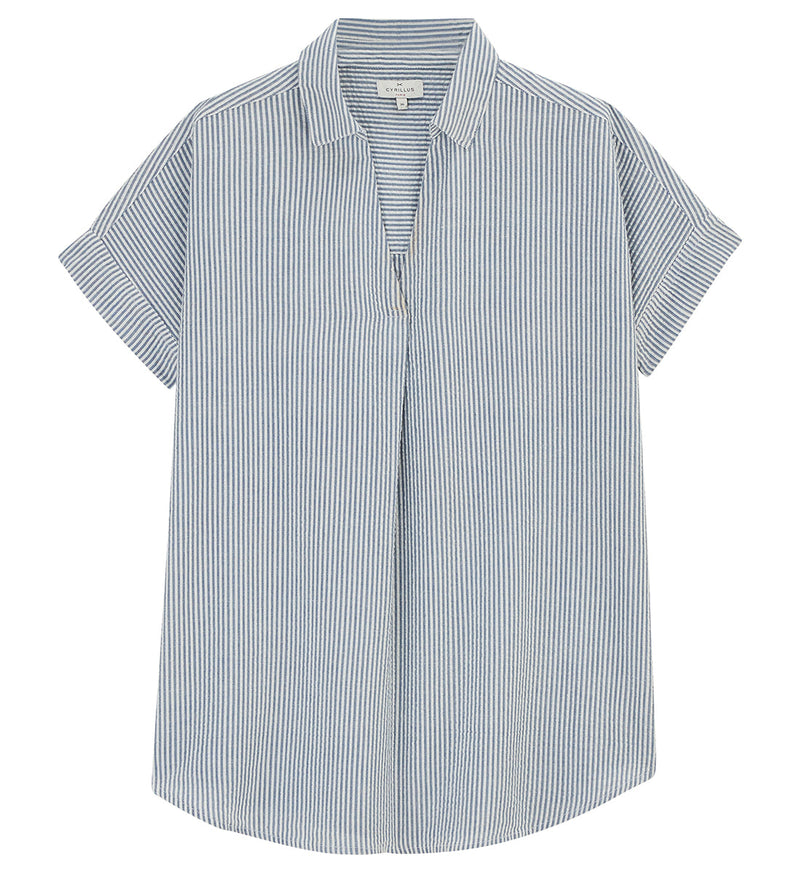 Blusa Seersuc Vareuse - Rayas Blanco Claro - Mujer