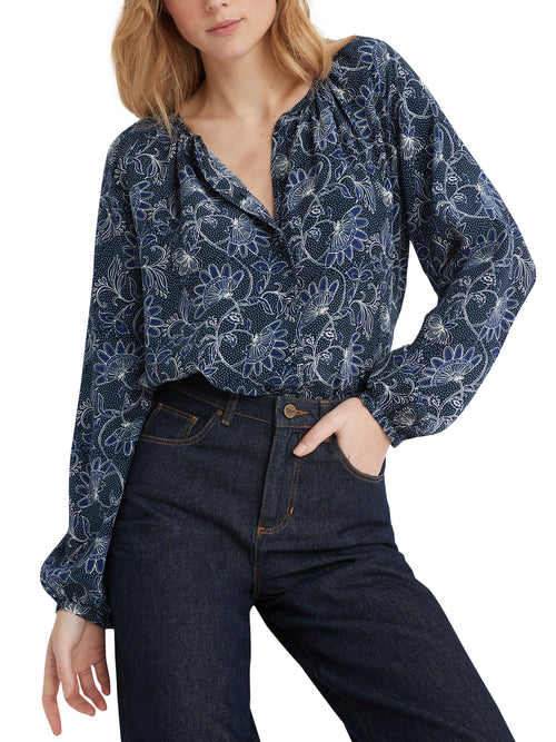 Cyrillus - Blouse Paisley - Bleu Fonce Imprime - Femme