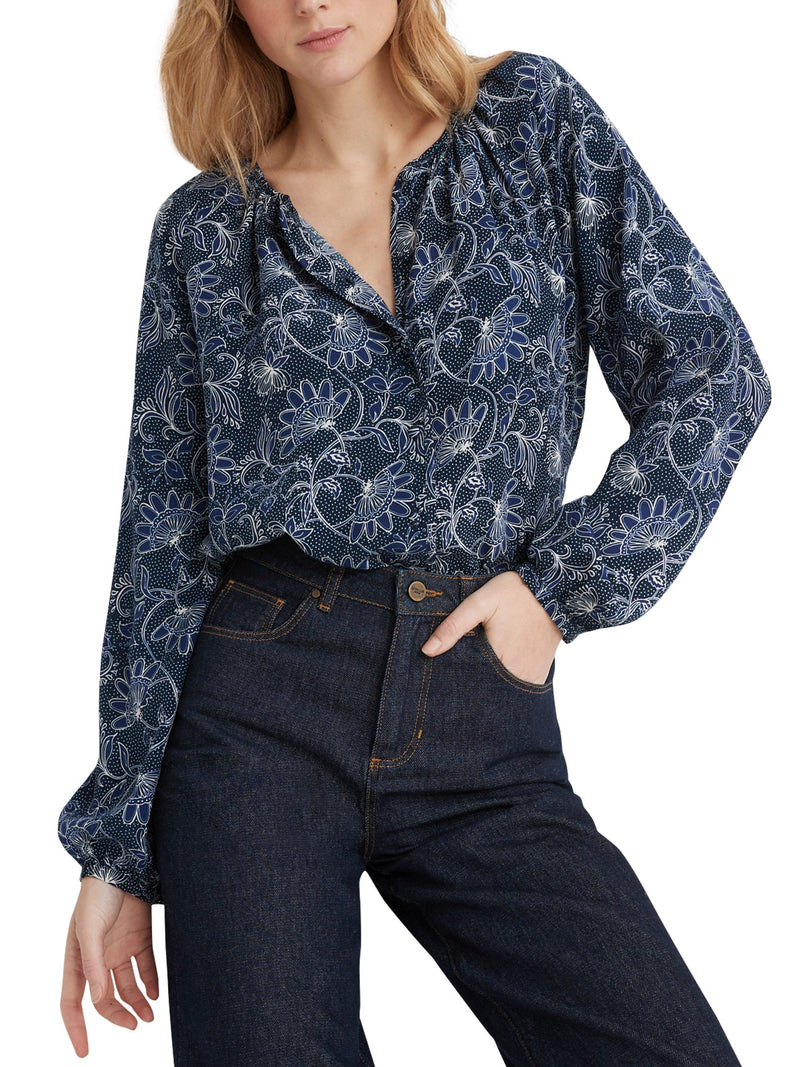 Paisley Blouse - Dark Blue Print - Women