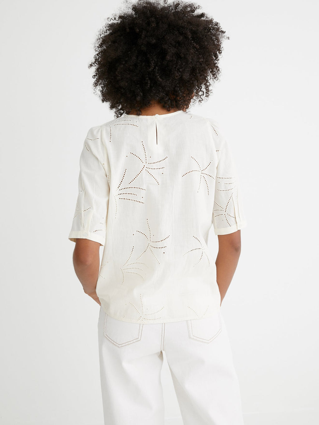 Blouse Brod Ang - Blanc Moyen Uni - Femme