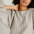 Blusa Amplia R - Beis Medio Rayas - Mujer