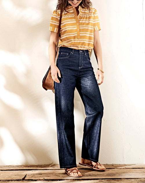 Top Raye Organi - Jaune Vif Raye - Femme