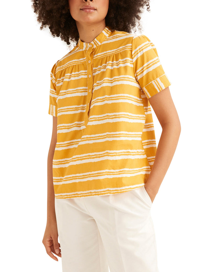 Top Raye Organi - Jaune Vif Raye - Femme
