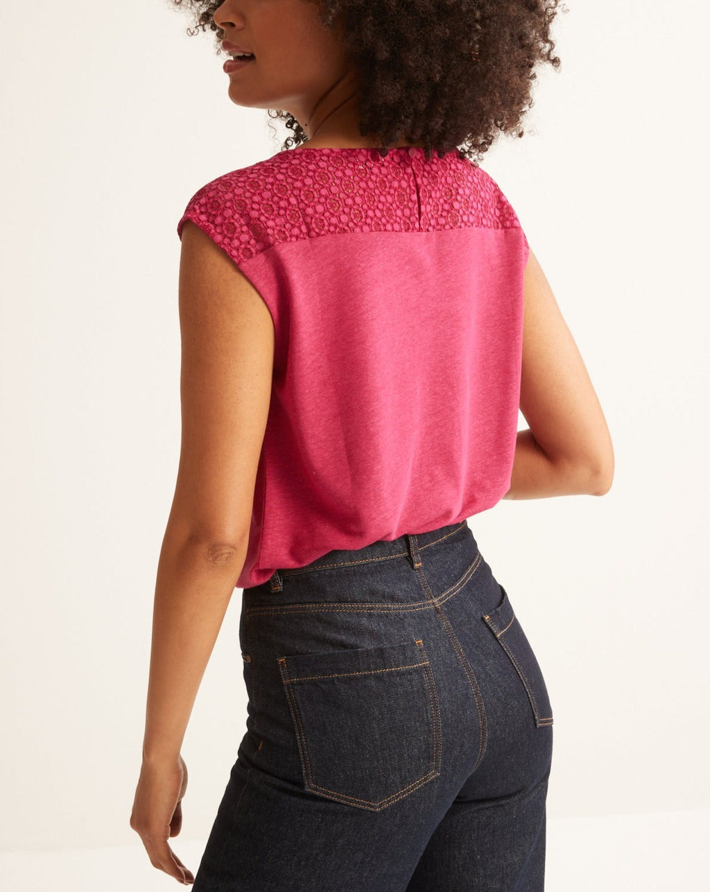Lace T-shirt - Medium Grey Pink - Women