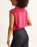 Lace T-shirt - Medium Grey Pink - Women