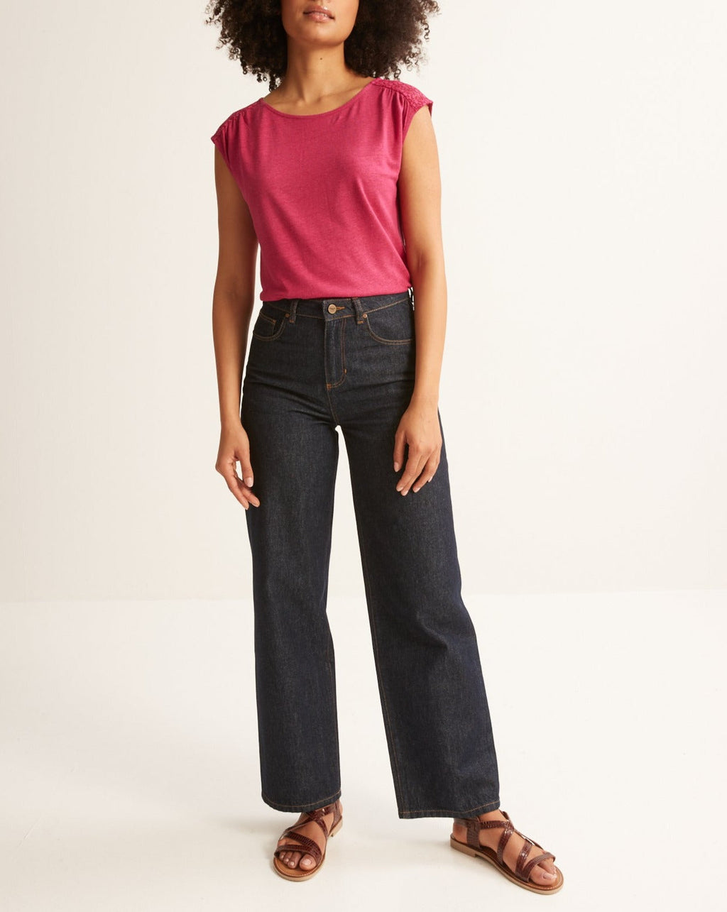 Lace T-shirt - Medium Grey Pink - Women