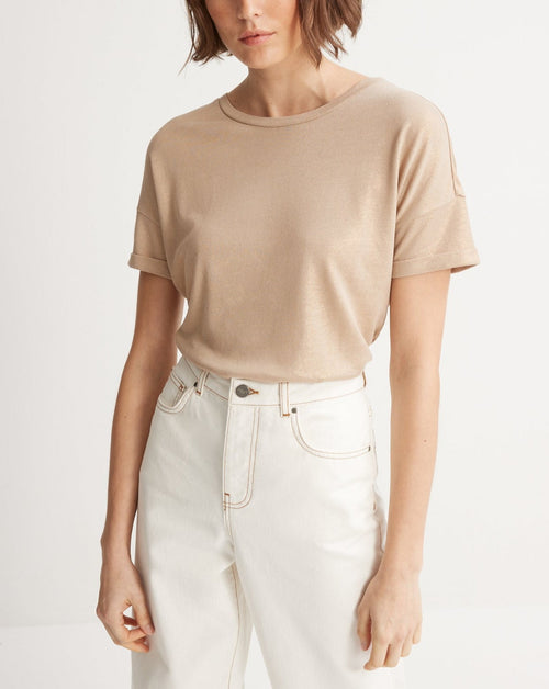 T-shirt Metal Dore - Beige Moyen Metallise - Femme
