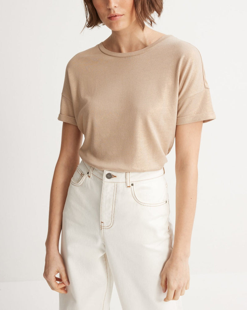 Camiseta Metal Dore - Beige Metálico Medio - Mujer