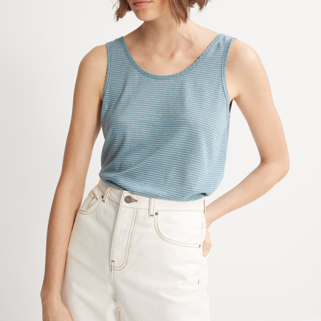 Debardeur Raye - Bleu Fonce Raye - Femme