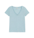 Linen Short-Sleeve V-Neck T-Shirt - Mid Grey Blue - Women