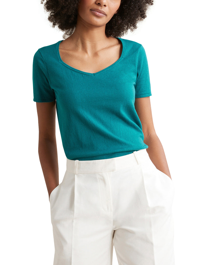 Pull Mc Col V - Bleu Vif Uni - Femme