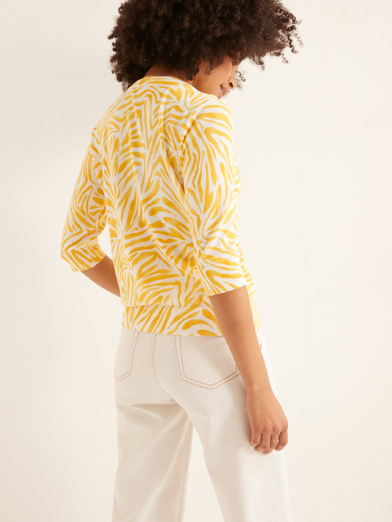 Cyrillus - Pull Imp Zebre - Jaune Clair Imprime - Femme