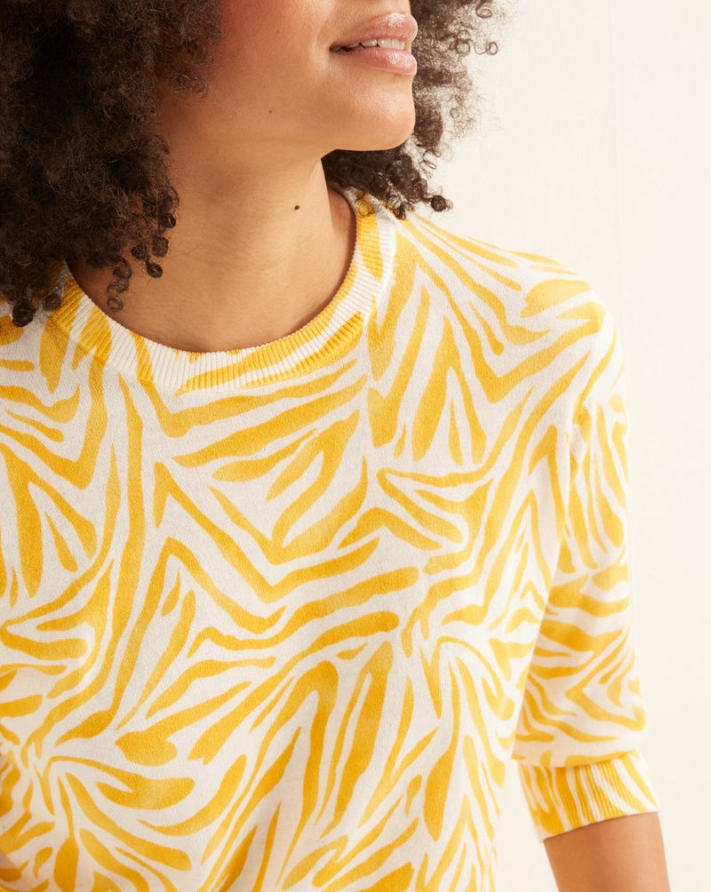 Cyrillus - Pull Imp Zebre - Jaune Clair Imprime - Femme