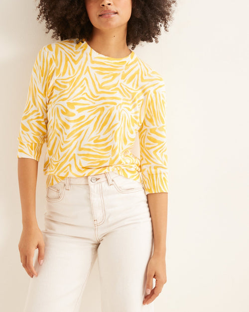 Cyrillus - Pull Imp Zebre - Jaune Clair Imprime - Femme