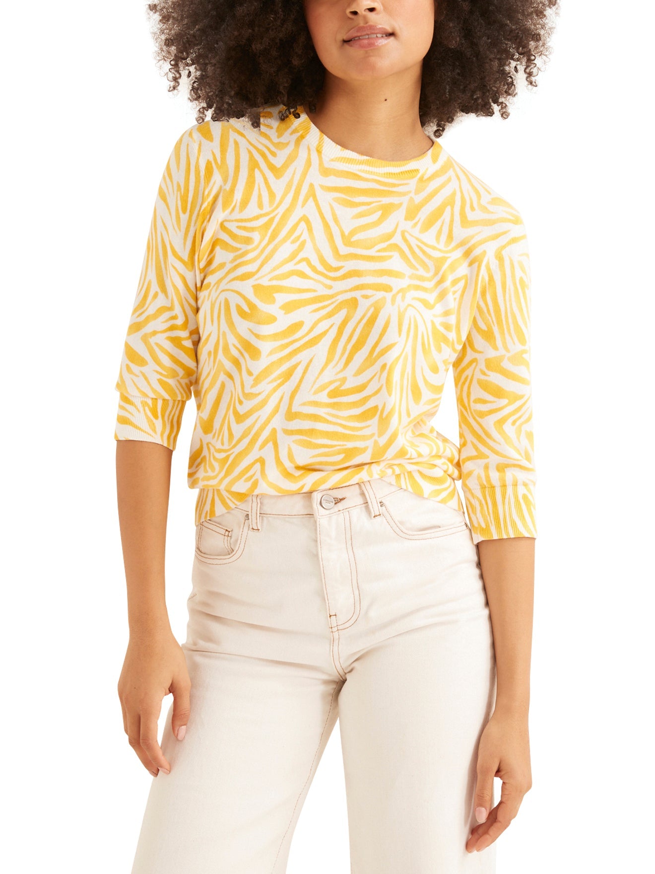 Pull Imp Zebre - Jaune Clair Imprime - Femme