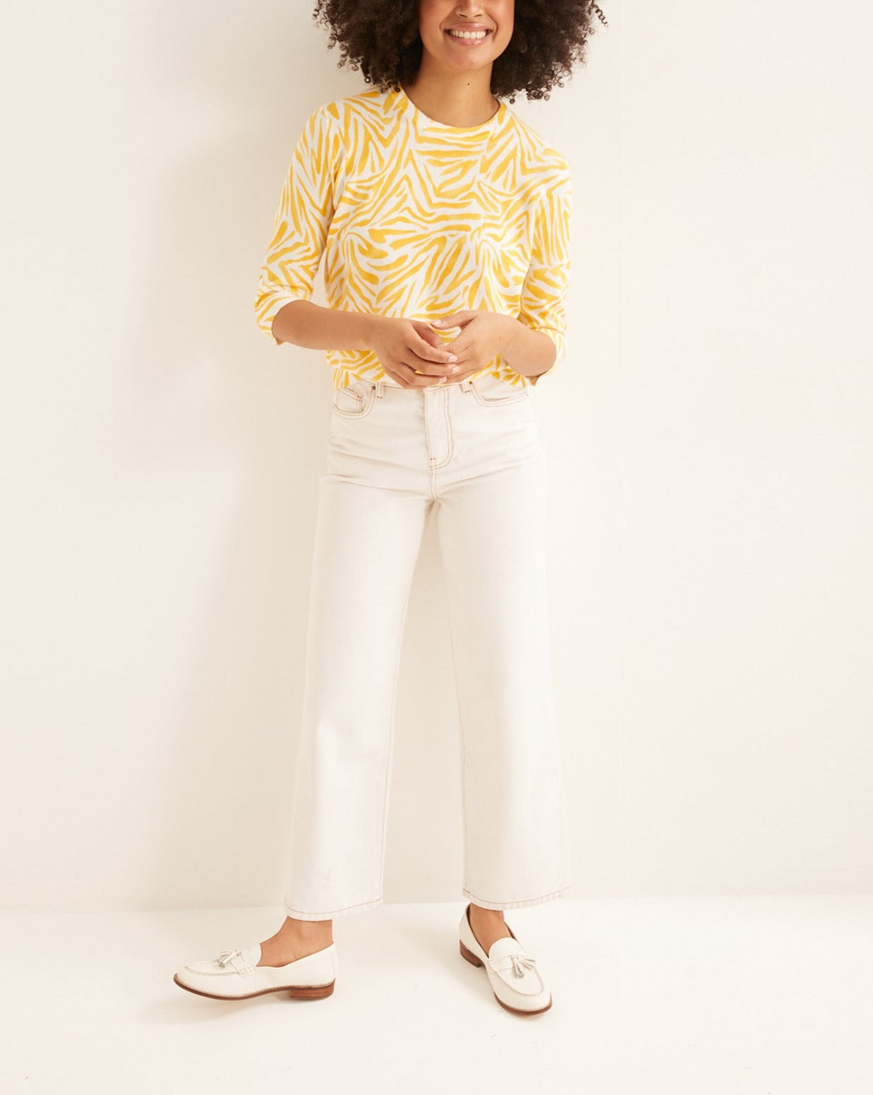 Pull Imp Zebre - Jaune Clair Imprime - Femme