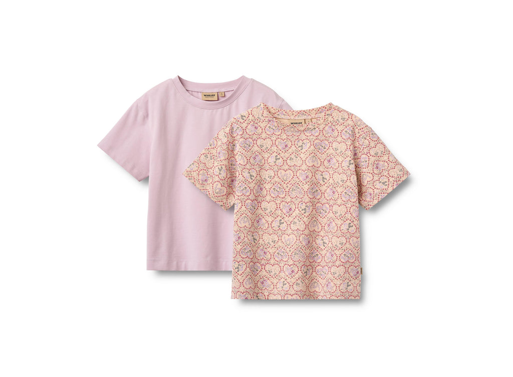 Pack of 2 Ella Short-Sleeved T-Shirts - Magenta Heart Flowers