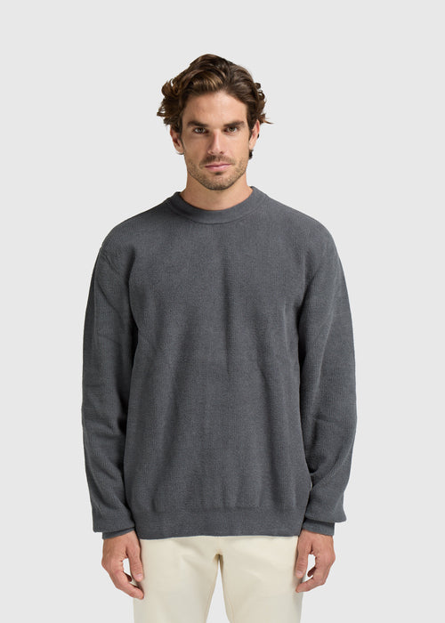Pull Col Rond Structure - Slate Grey