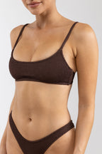 Rhythm - Parte Superior De Bañador Wave Break Crop - Chocolate - Mujer