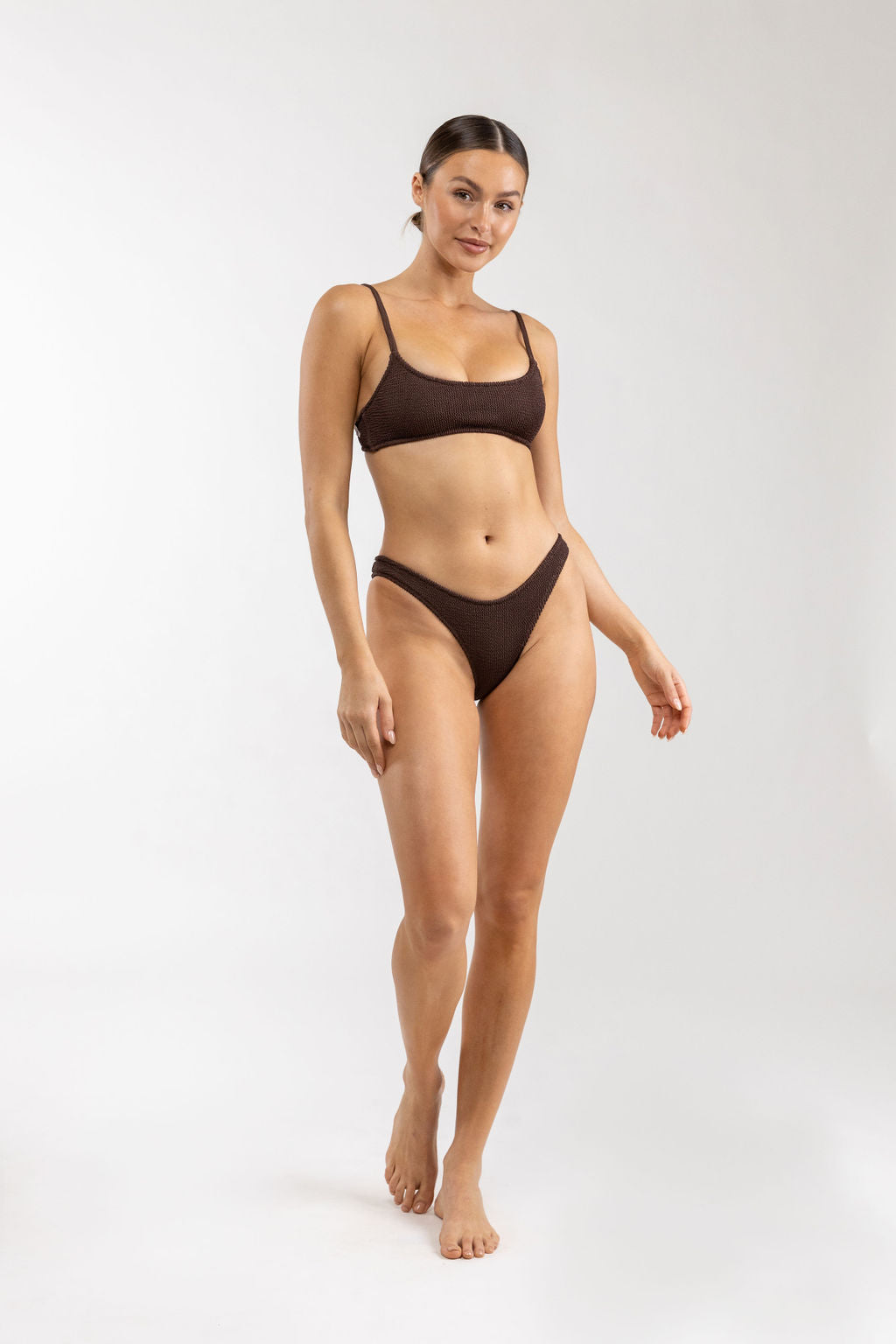 Rhythm - Parte Superior De Bañador Wave Break Crop - Chocolate - Mujer