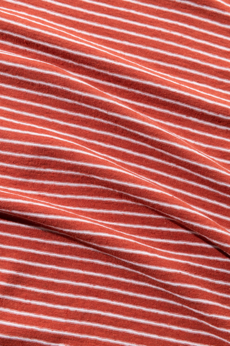 Rhythm - T-Shirt Linen Stripe - Rust - Homme