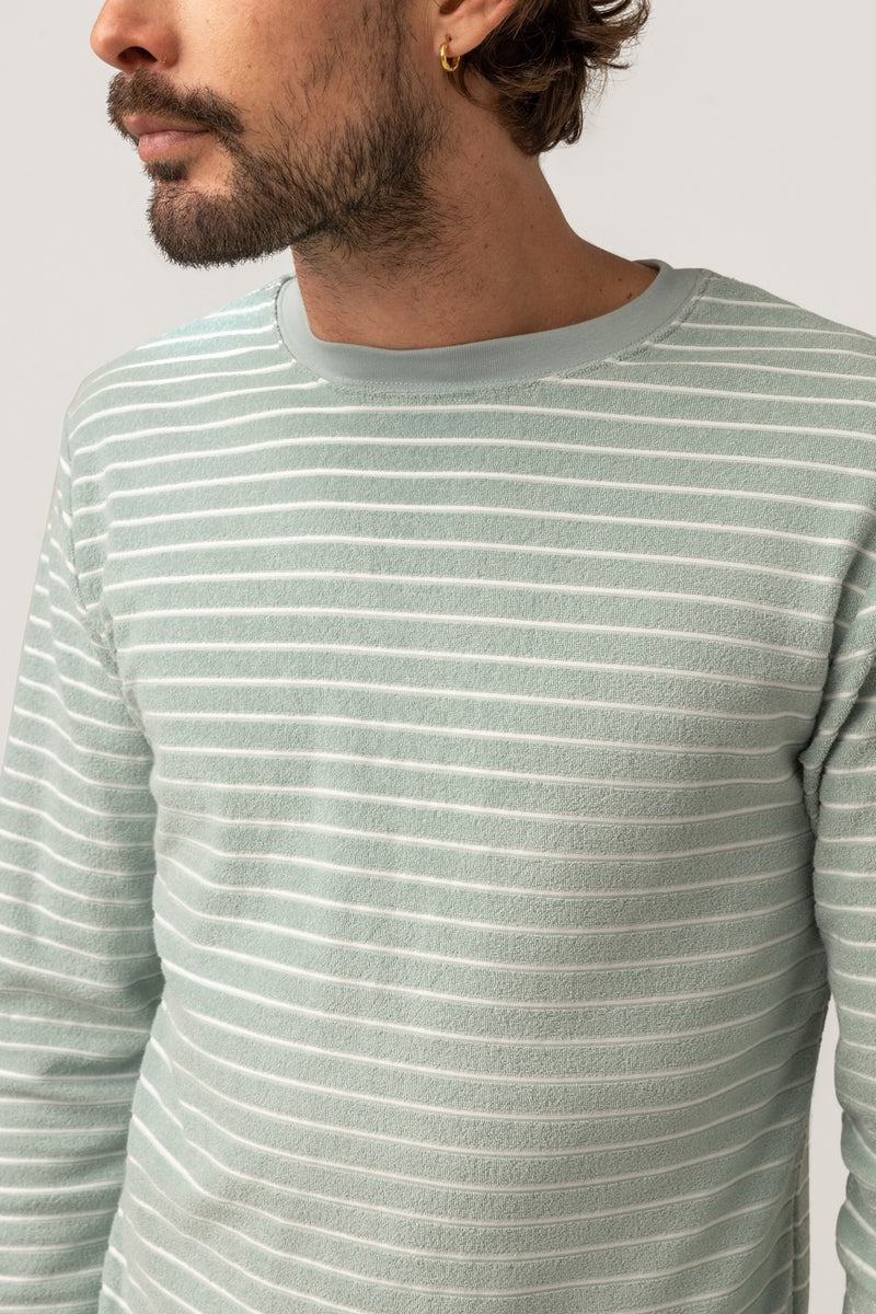 Rhythm - T-Shirt Terry Stripe Ls - Seafoam - Homme