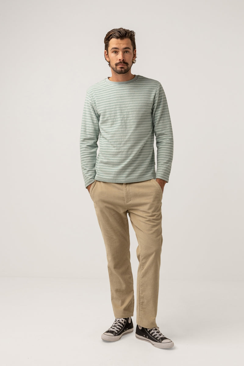 Rhythm - T-Shirt Terry Stripe Ls - Seafoam - Homme