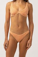 Rhythm - Maillot De Bain Sunbather Stripe Hi Cut Pant - Coral Sands - Femme