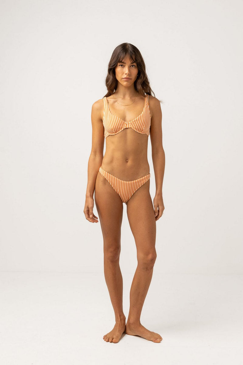 Rhythm - Traje de baño Sunbather Stripe Hi Cut Pant - Coral Sands - Mujer