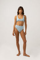 Rhythm - Top de bikini Isla Rib - Azul frío - Mujer