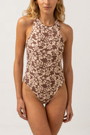 Rhythm - Bañador de una pieza Drifter Floral - Chocolate - Mujer