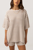 Rhythm - Top Corsica Knit - Oatmarle Stripe - Femme