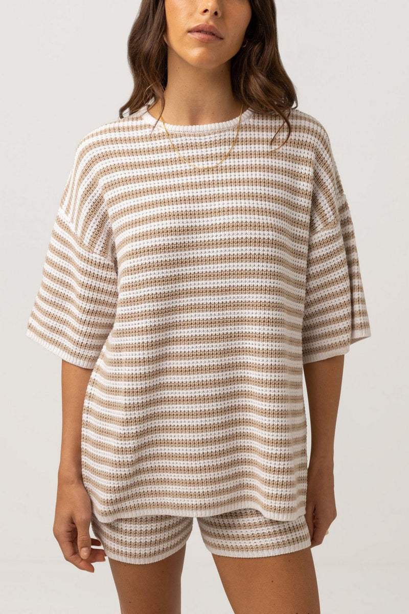 Rhythm - Top Corsica Knit - Oatmarle Stripe - Femme