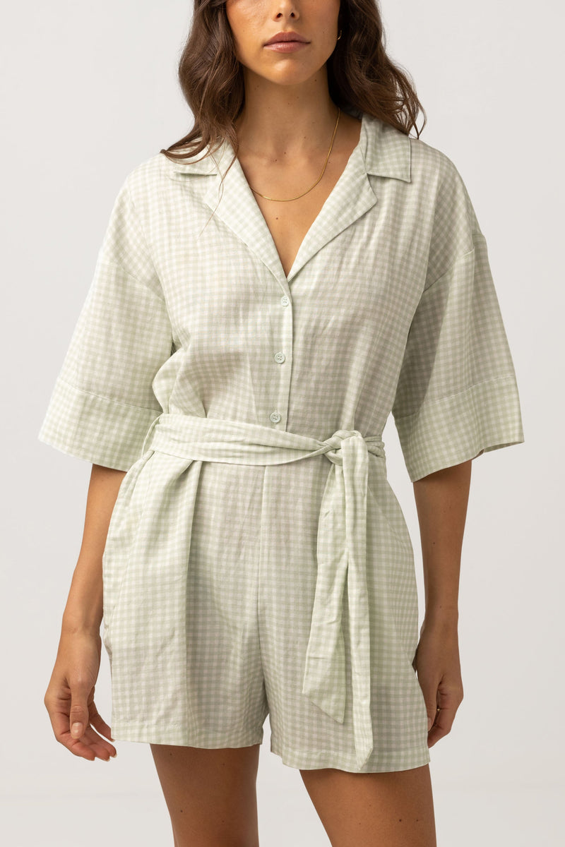 Rhythm - Mameluco Maisy Check Vacay - Salvia - Mujer