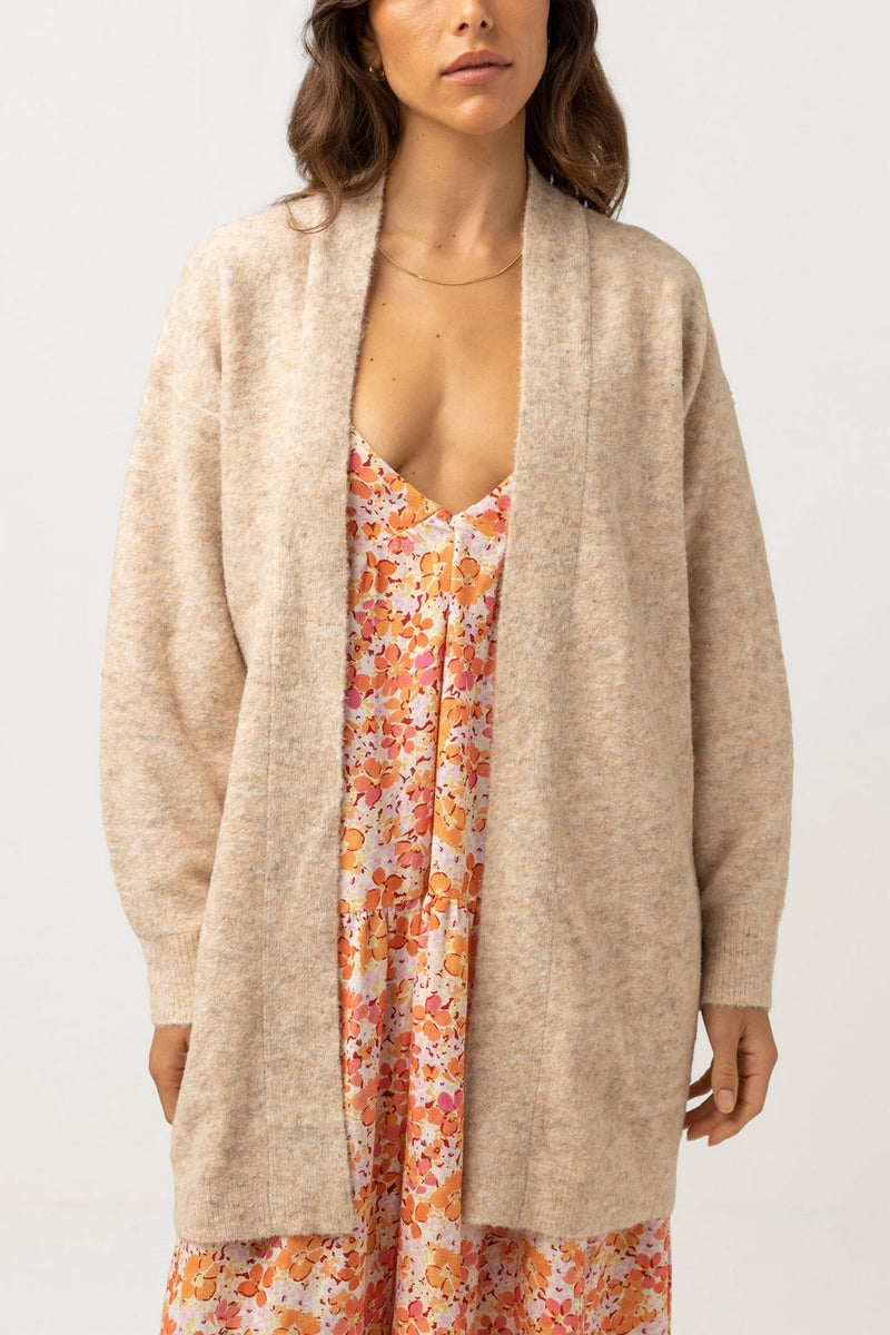 Rhythm - Maille Oversized Knit Cardigan - Oatmeal - Femme