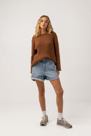 Rhythm - Maille Daisy Knit Jumper - Chocolate - Femme