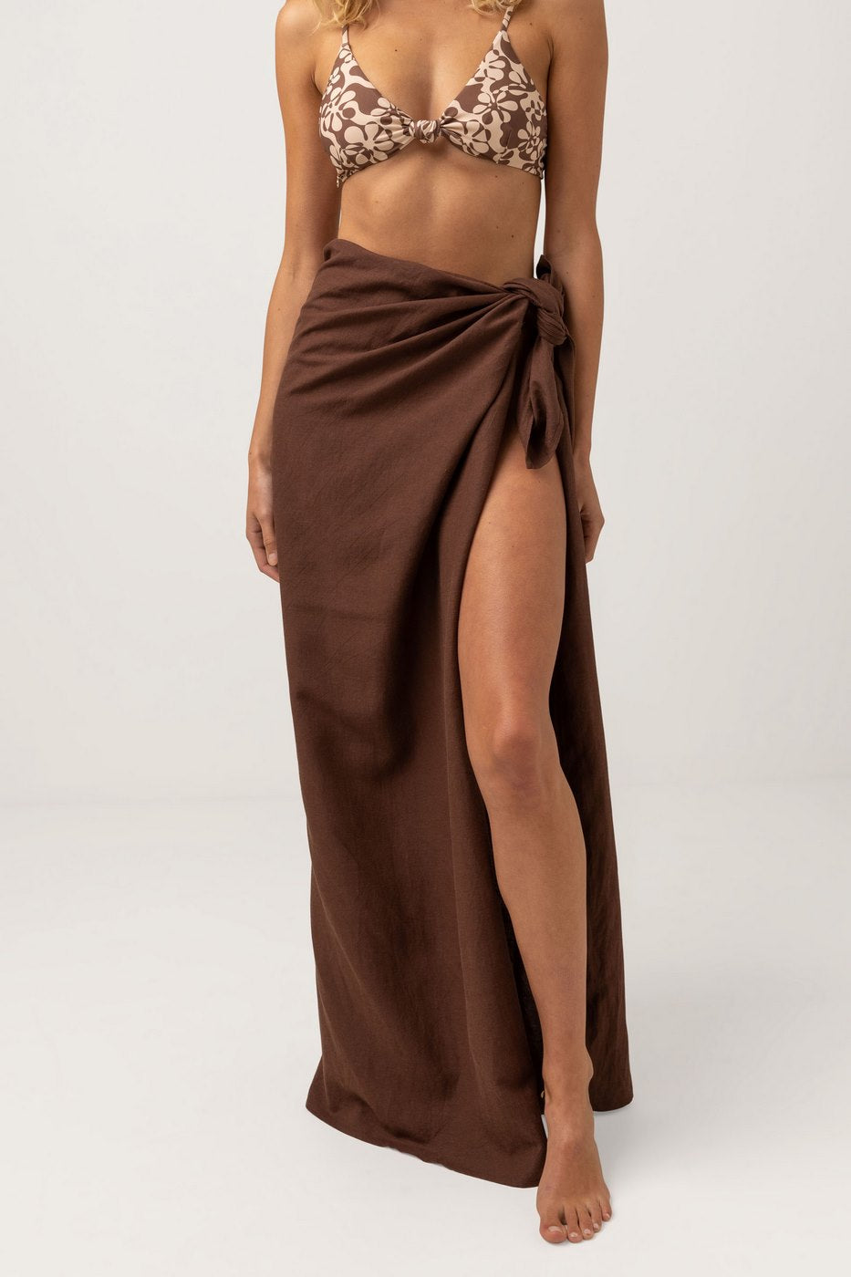 Rhythm - Salty Sarong Swimsuit - Chocolate - Women
