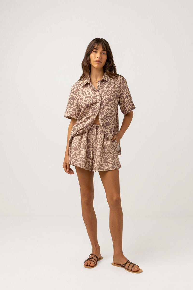Rhythm - Shorts florales Drifter - Chocolate - Mujer