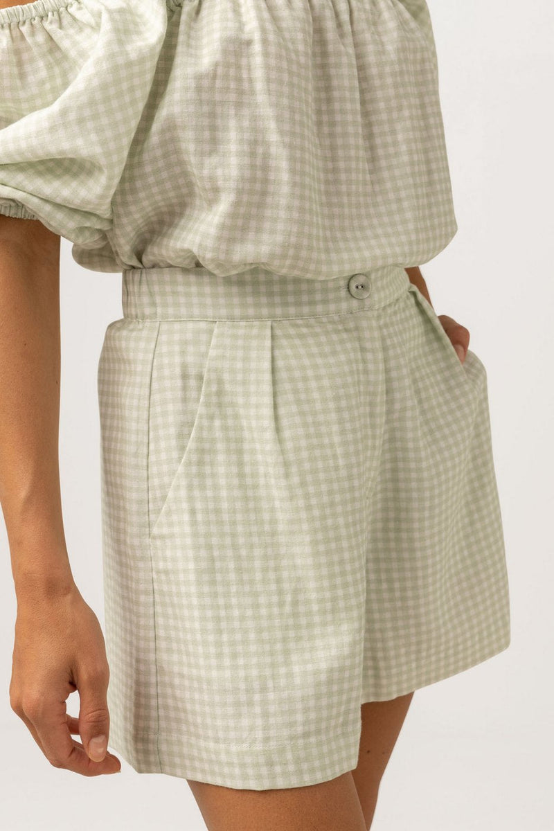 Rhythm - Shorts Maisy Check - Salvia - Mujer