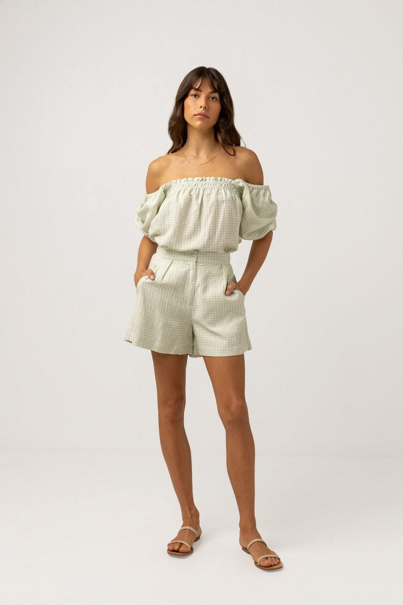 Rhythm - Shorts Maisy Check - Salvia - Mujer