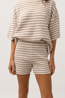 Rhythm - Short Corsica Knit - Oatmarle Stripe - Femme