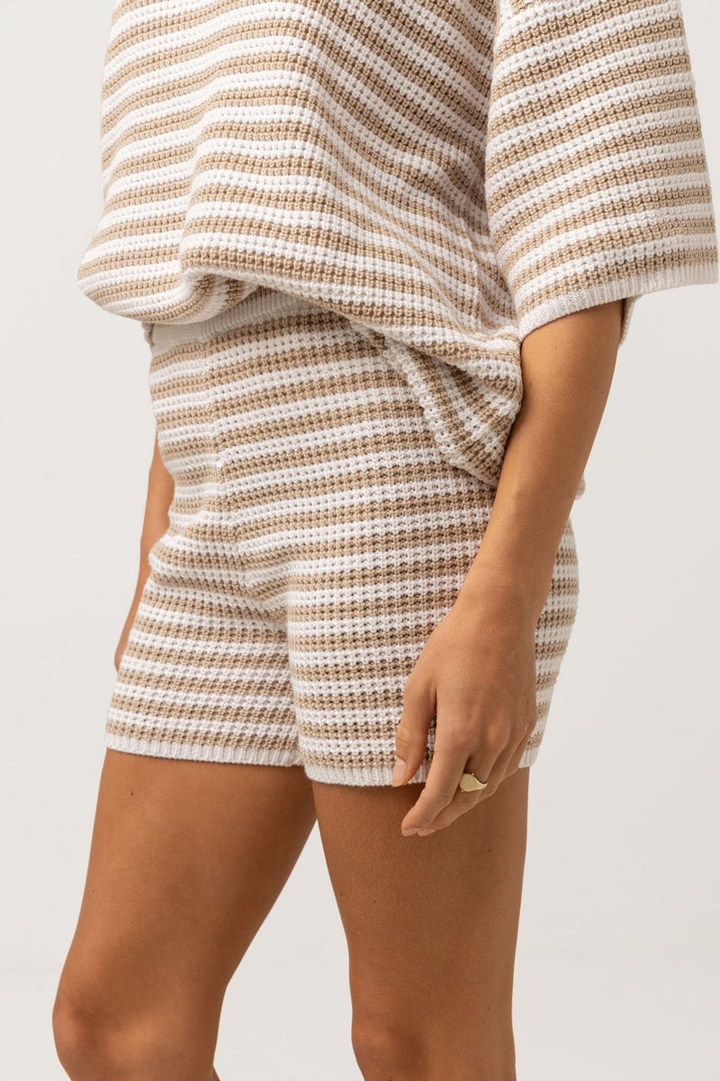 Rhythm - Short Corsica Knit - Oatmarle Stripe - Femme