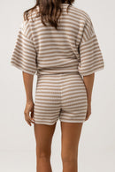 Rhythm - Short Corsica Knit - Oatmarle Stripe - Femme