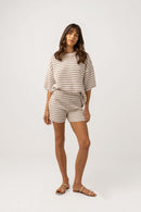 Rhythm - Short Corsica Knit - Oatmarle Stripe - Femme