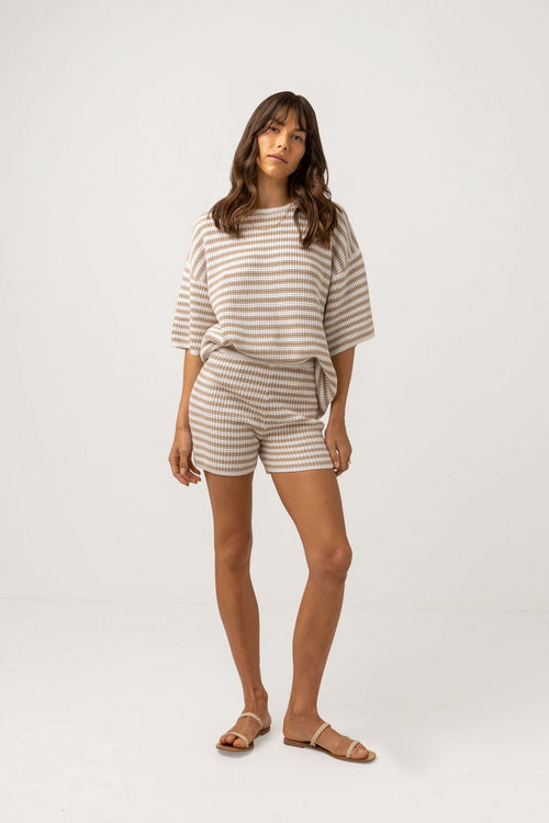 Rhythm - Short Corsica Knit - Oatmarle Stripe - Femme