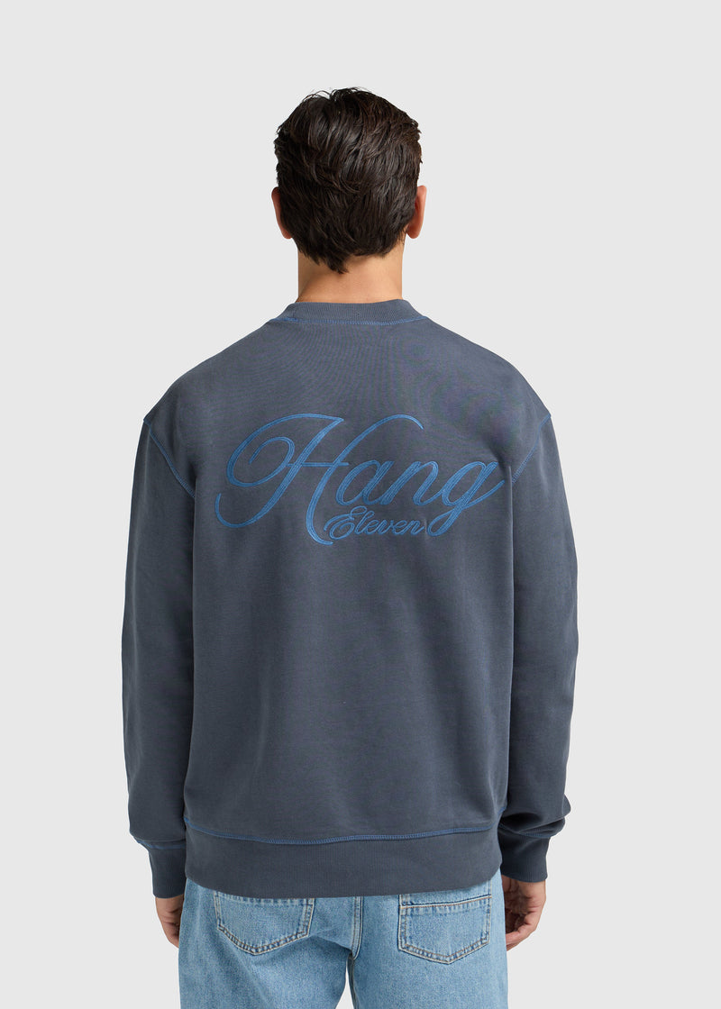 Pull Col Rond Cursive - Navy Blue