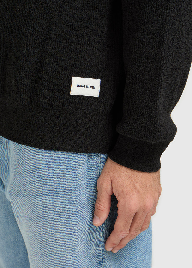Structured Round Neck Sweater - Midnight Black